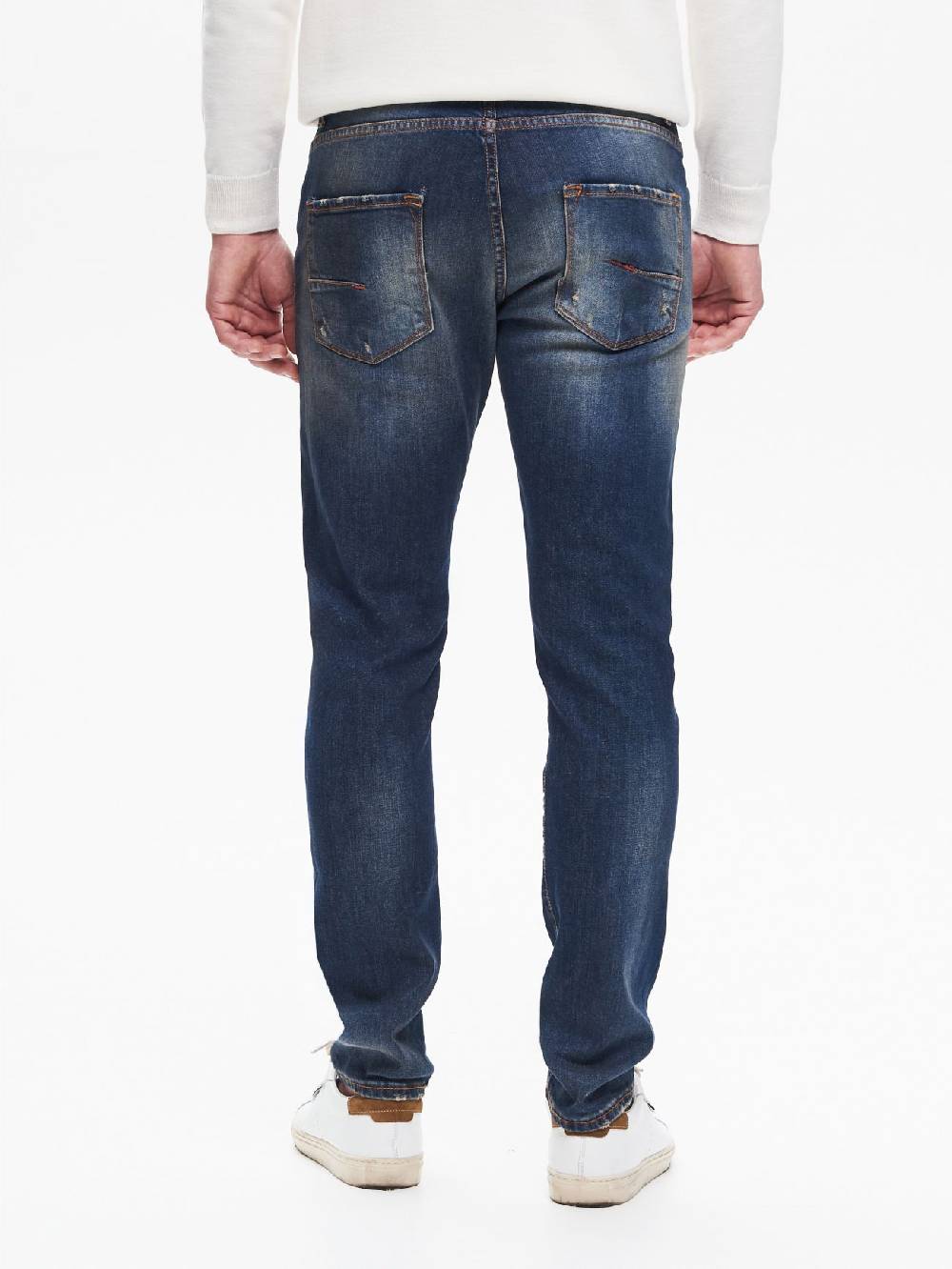 Rinascimento Jeans Slim-Fit Uomo Used Blu QB24 Vendita Economica