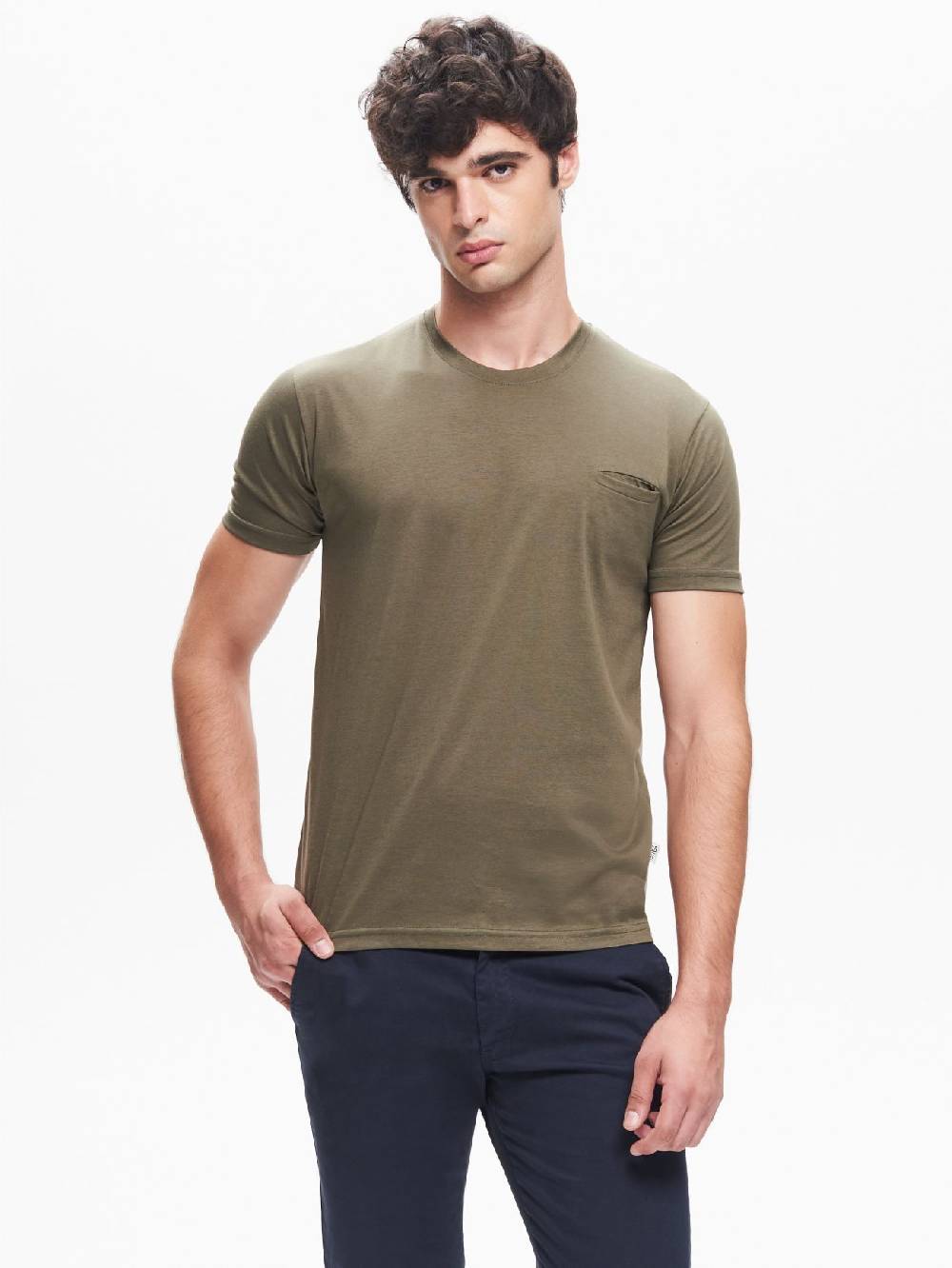 Rinascimento T-shirt Girocollo Uomo Taschino a Filetto QB24 Vendite Flash