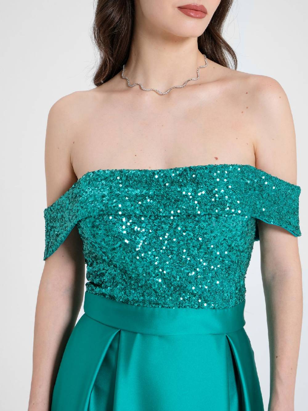 Rinascimento Abito Lungo Paillettes & Raso Donna Qualità