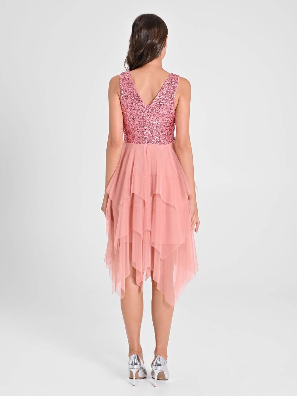 Rinascimento Abito in Tulle e Paillettes Rosa Promozione