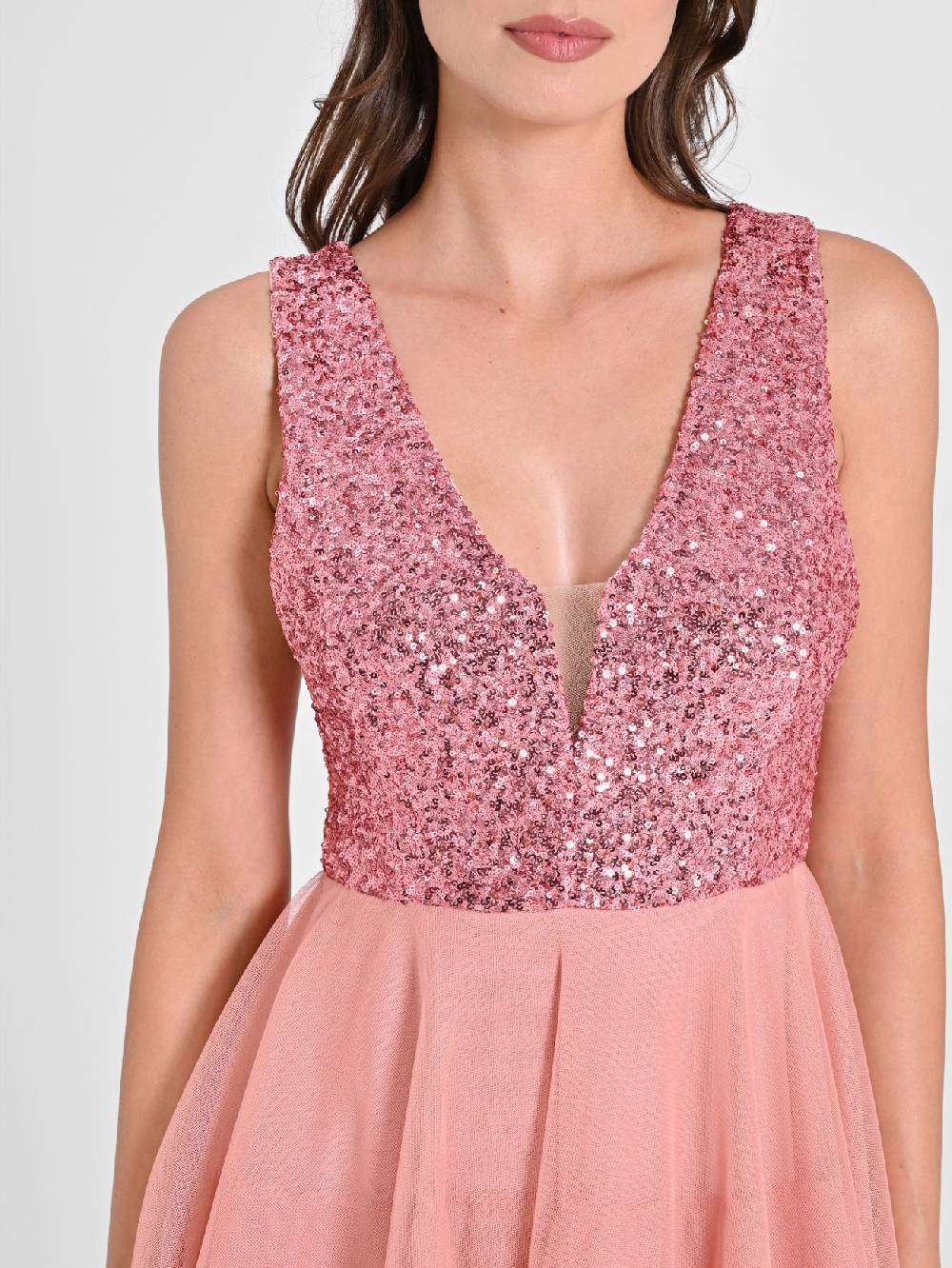Rinascimento Abito in Tulle e Paillettes Rosa Promozione
