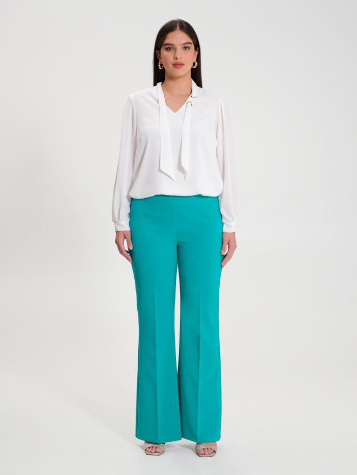 Rinascimento Pantaloni Curvy a Palazzo in Tessuto Tecnico Saldi