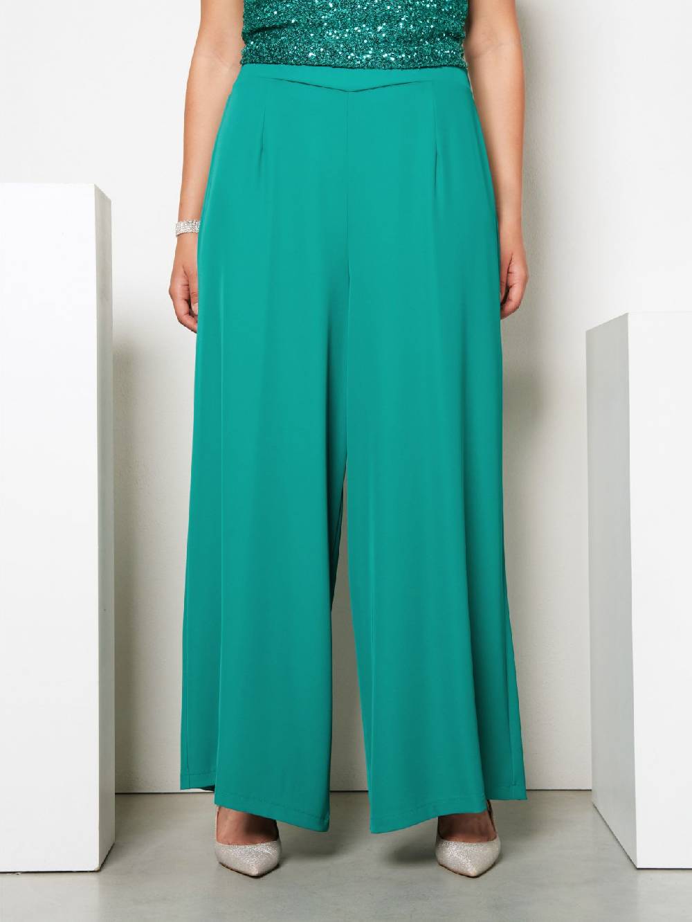 Rinascimento Pantaloni Palazzo Curvy Verde Giada Hotsell