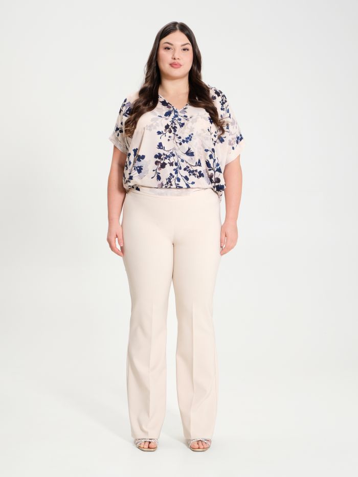 Rinascimento Pantaloni Curvy a Palazzo in Tessuto Tecnico Vendita Economica