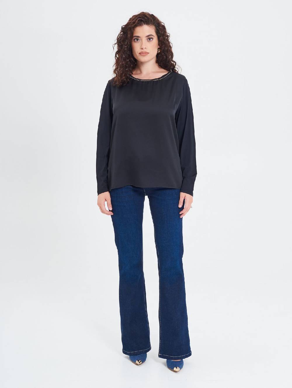 Rinascimento Blusa Curvy Envers Satin Nera 2025