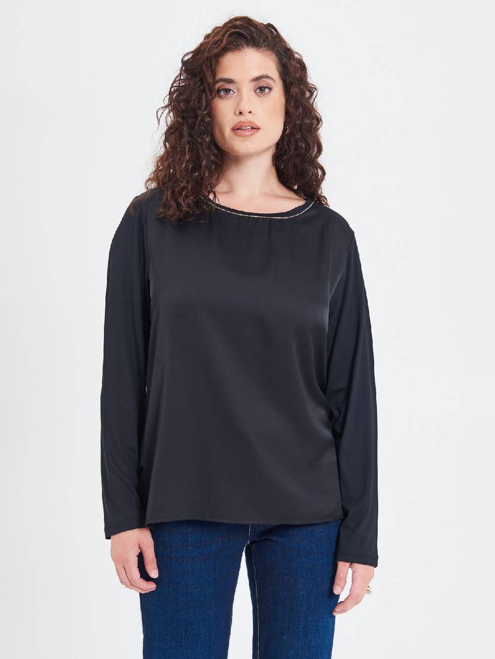 Rinascimento Blusa Curvy Envers Satin Nera 2025