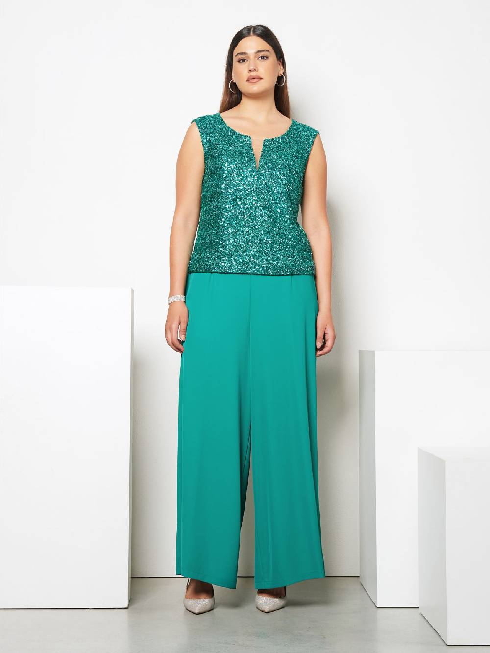 Rinascimento Top Curvy Paillettes Italia