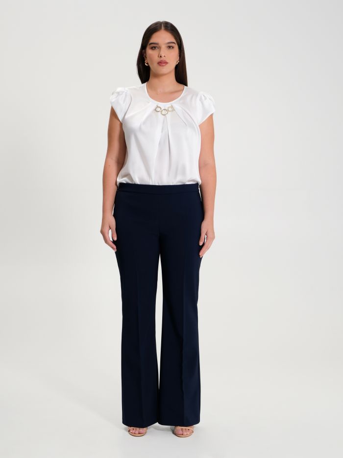 Rinascimento Pantaloni Curvy a Palazzo in Tessuto Tecnico Online