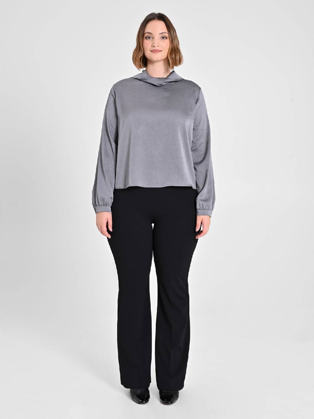 Rinascimento Blusa Grigia Curvy Vendita Calda