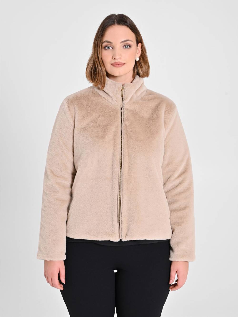 Rinascimento Cappottino Curvy effetto Pelliccia Saldi Di Fabbrica