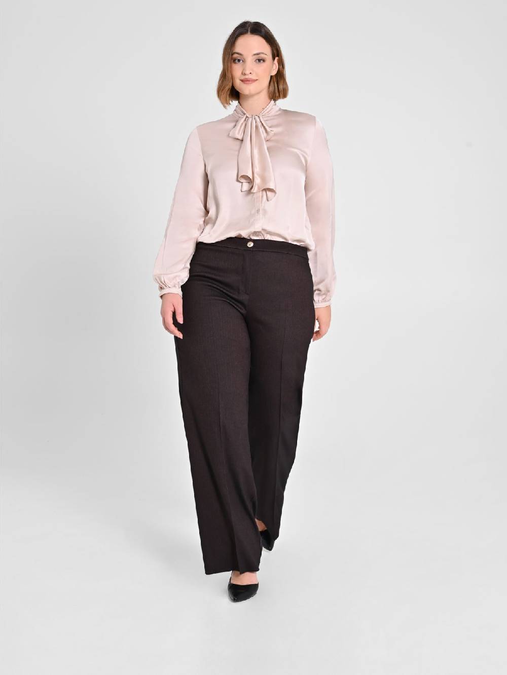 Rinascimento Pantaloni Curvy in Poliviscosa Marrone