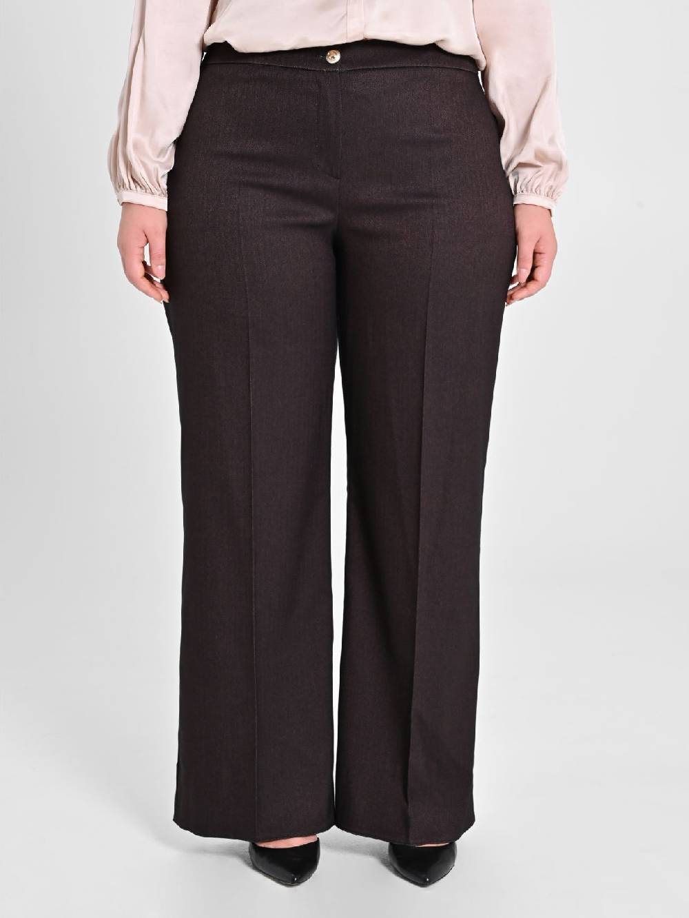 Rinascimento Pantaloni Curvy in Poliviscosa Marrone In Saldo