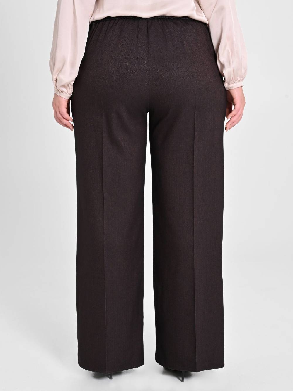 Rinascimento Pantaloni Curvy in Poliviscosa Marrone In Saldo