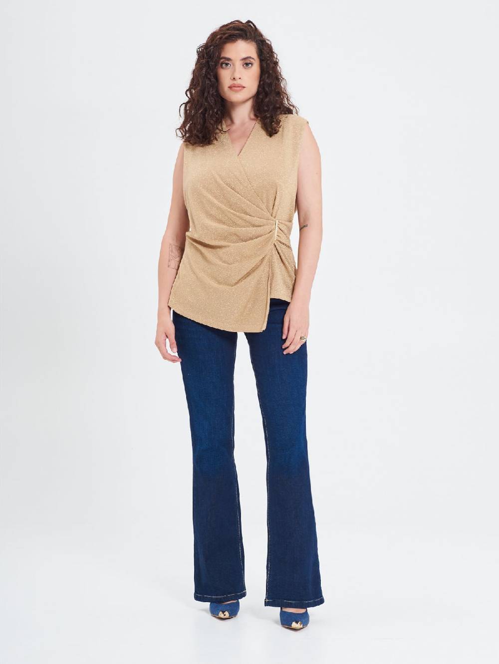 Rinascimento Top Curvy in Lurex Oro Pezzi Unici