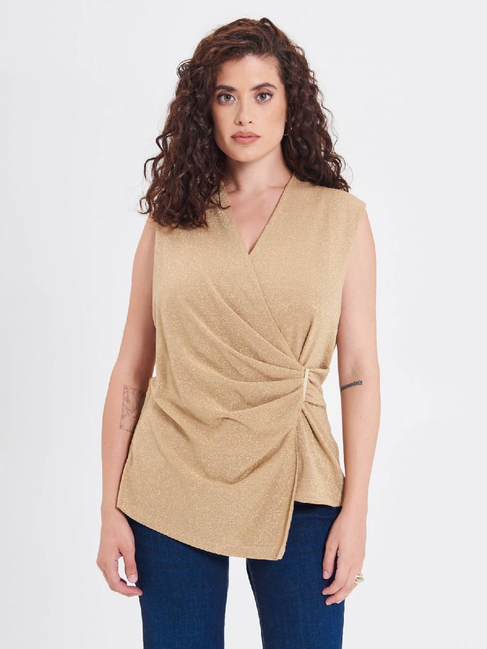 Rinascimento Top Curvy in Lurex Oro Pezzi Unici