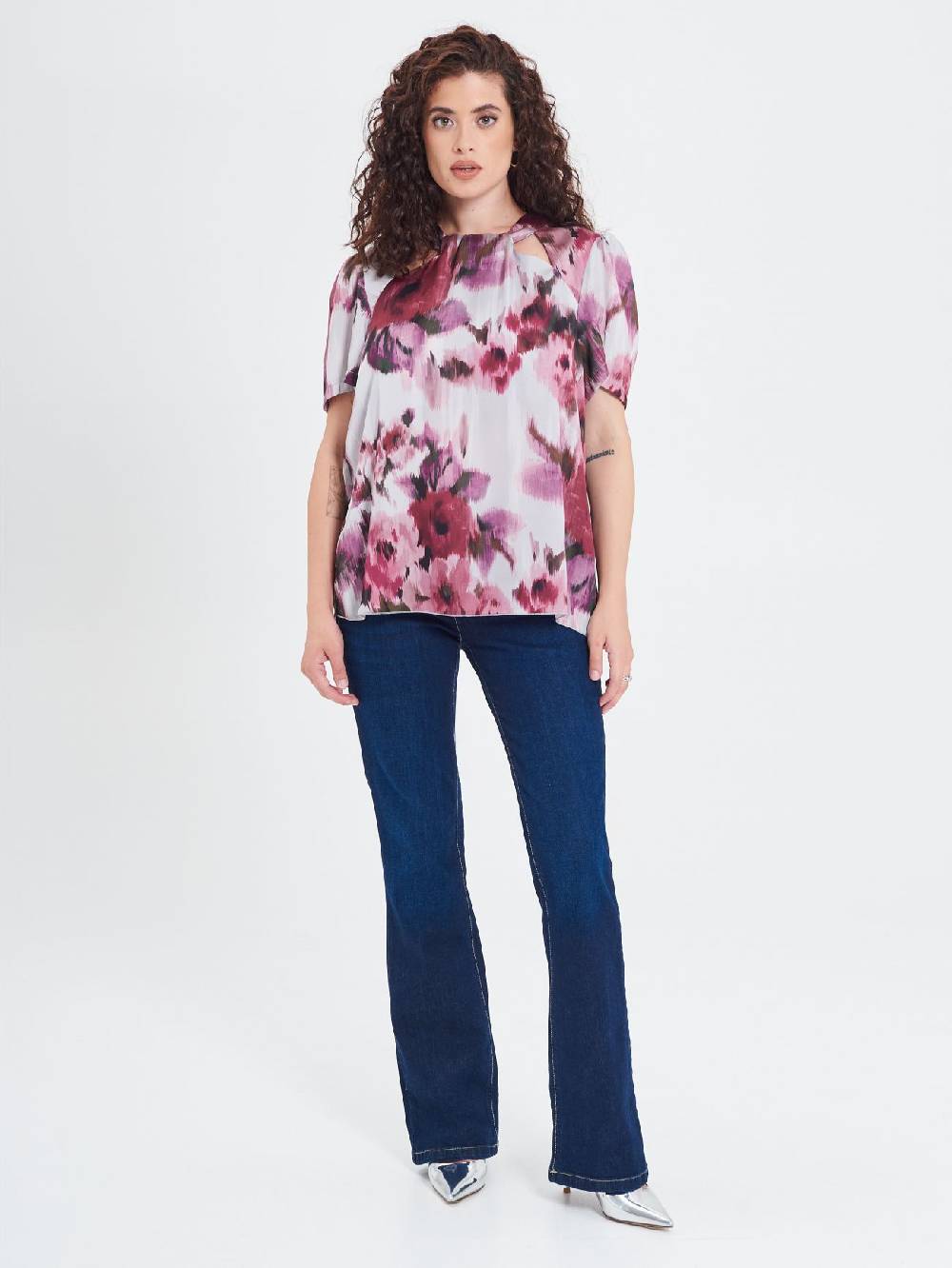 Rinascimento Blusa Curvy stampa Fiori Astratti Soddisfazione Garantita
