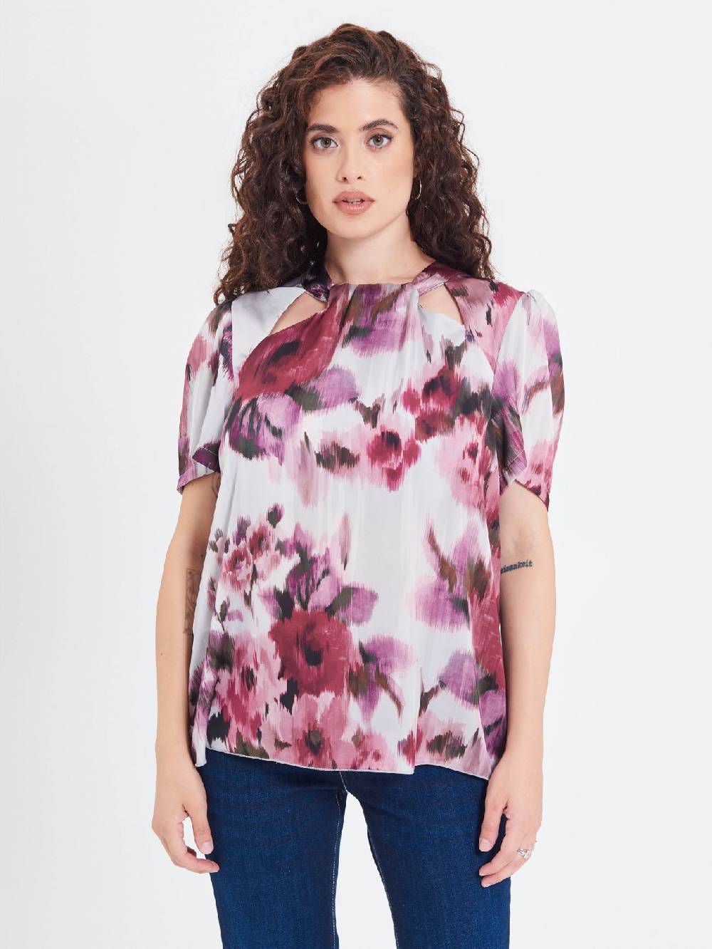 Rinascimento Blusa Curvy stampa Fiori Astratti Soddisfazione Garantita
