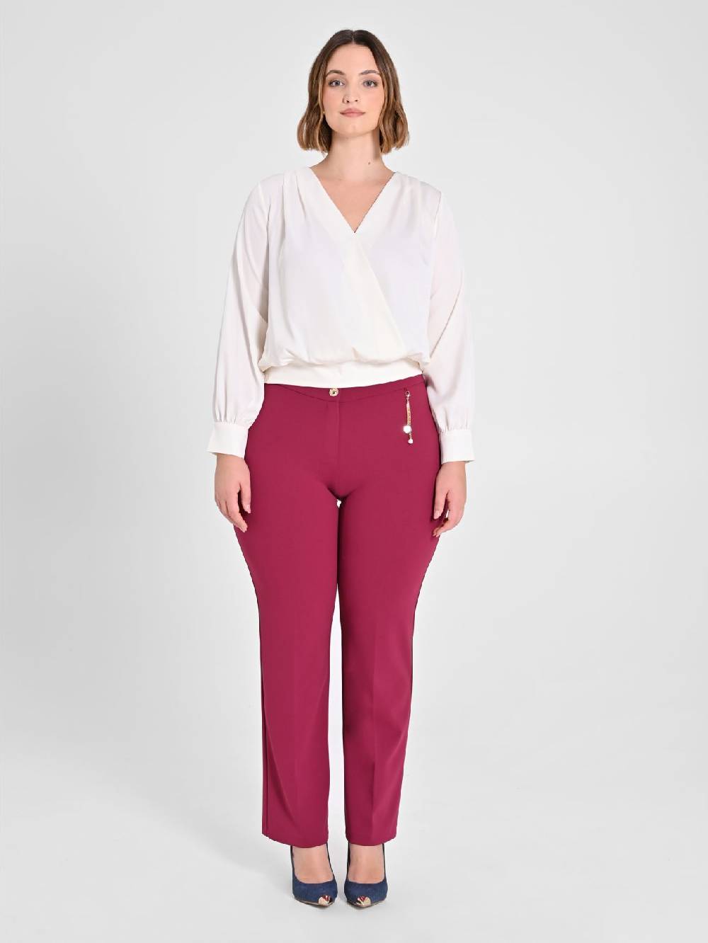 Rinascimento Pantaloni Curvy Bordeaux Negozi Online