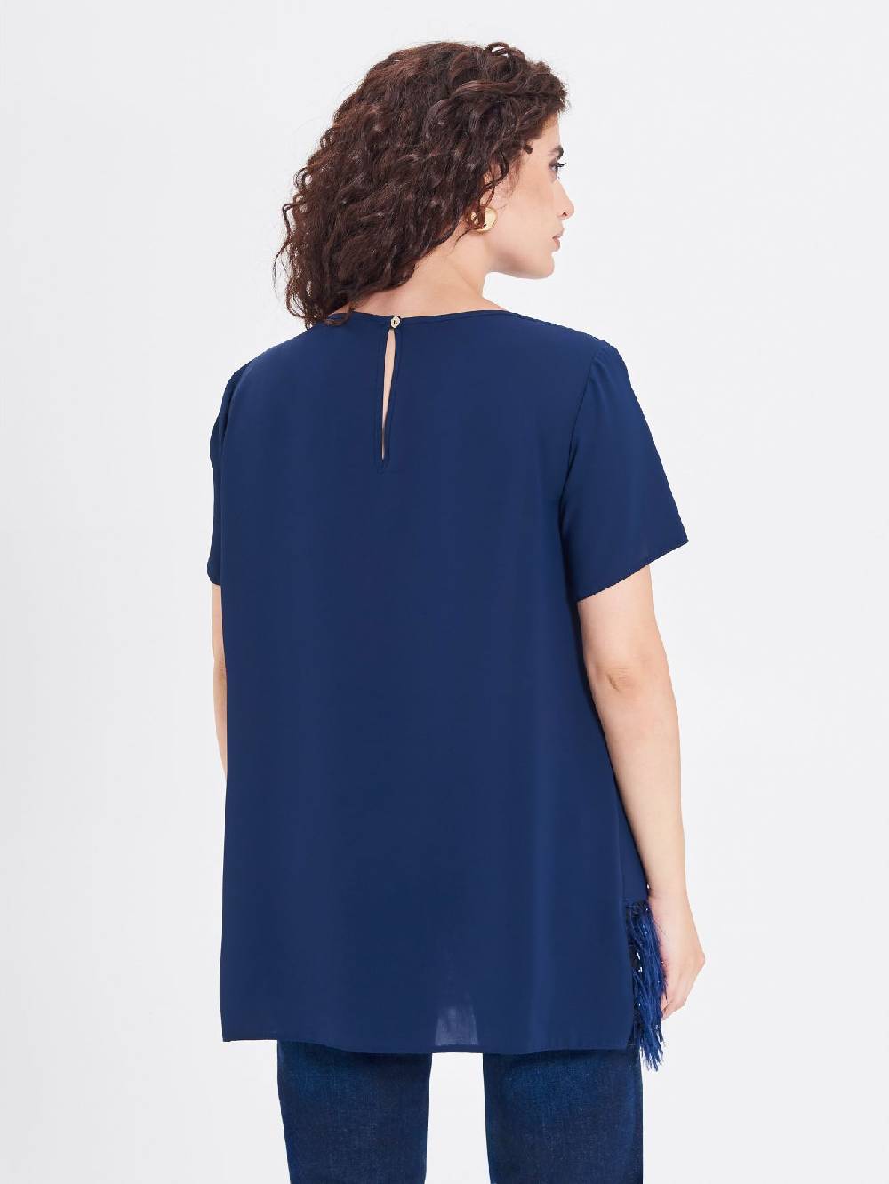 Rinascimento Blusa Curvy con Piume Lurex Promozione Limitata