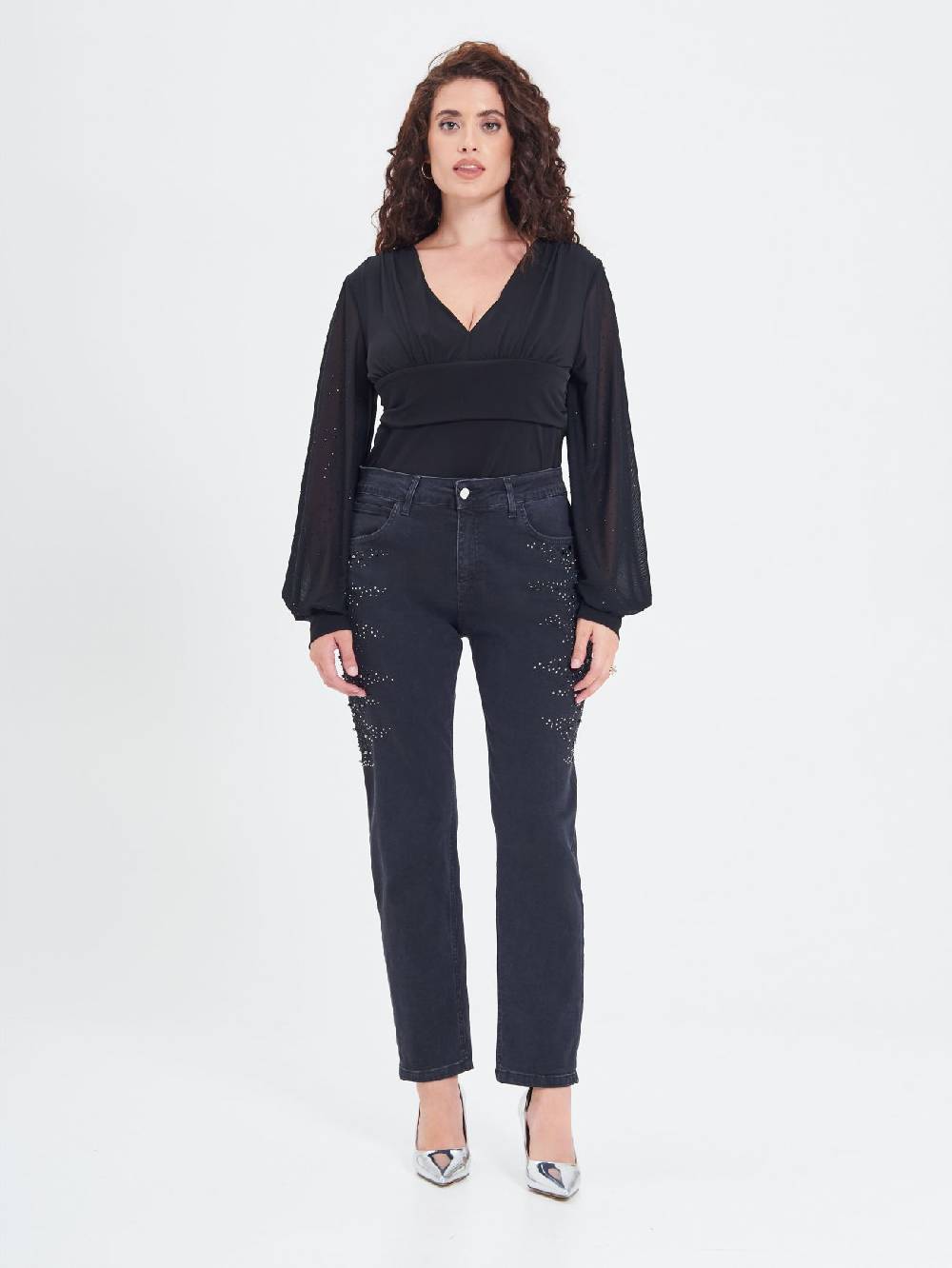 Rinascimento Jeans Curvy Borchie & Strass Sottocosto