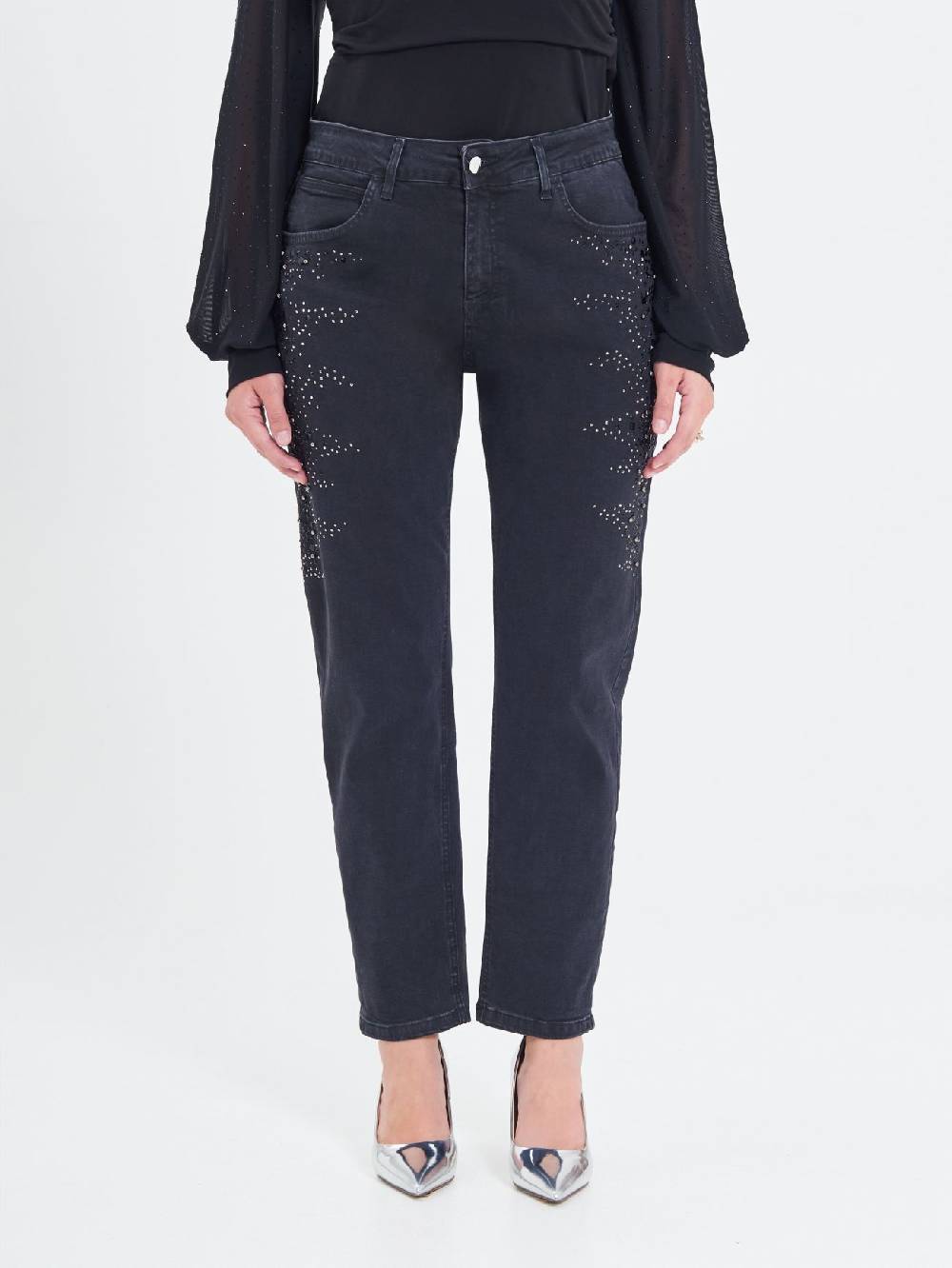 Rinascimento Jeans Curvy Borchie & Strass Sottocosto