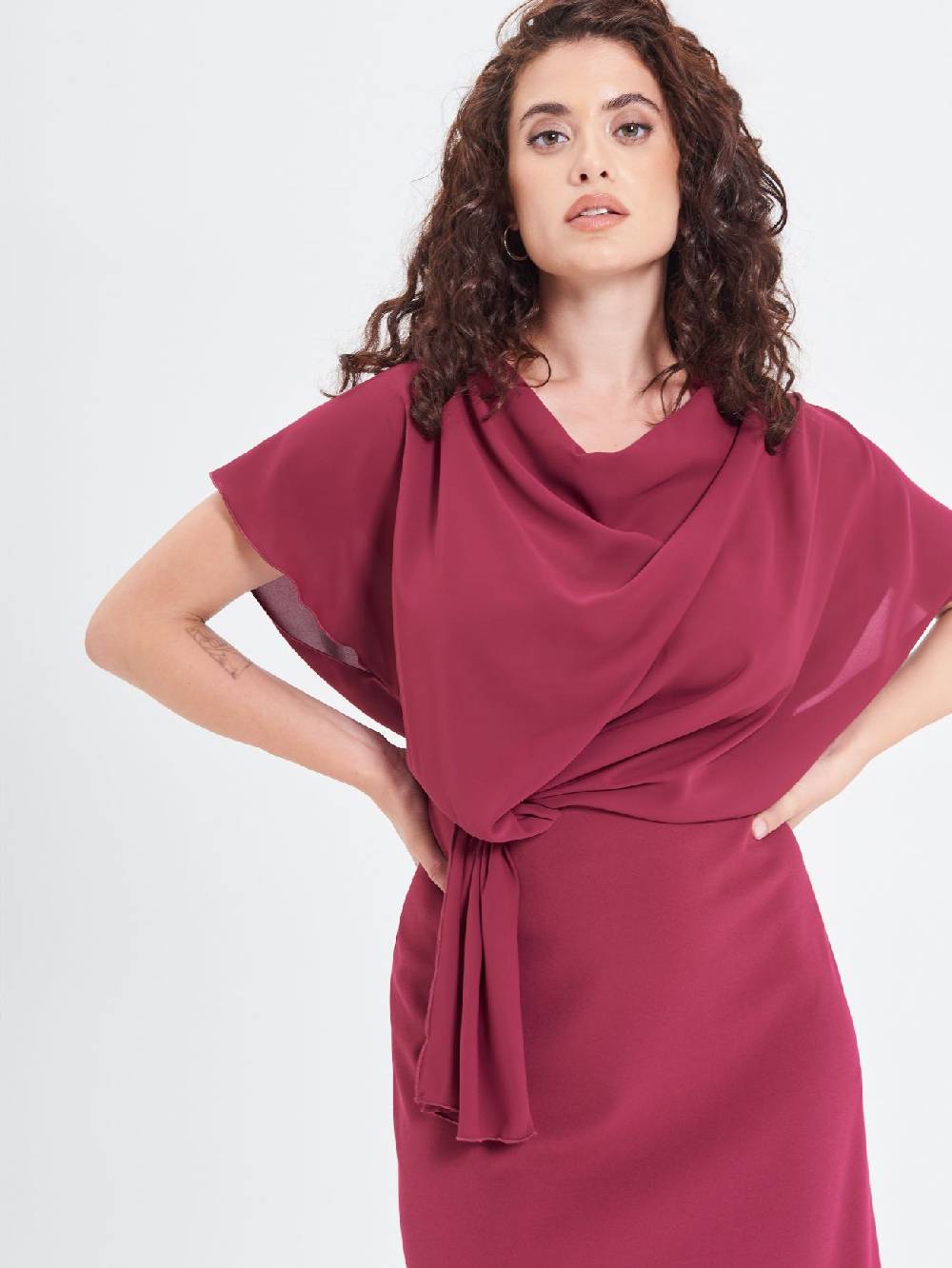 Rinascimento Abito Curvy Nodo Bordeaux Outlet
