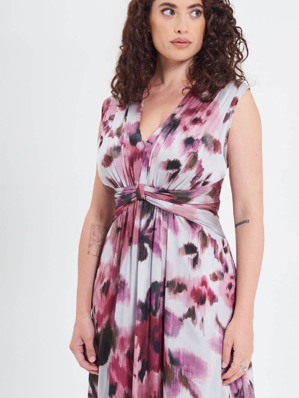 Rinascimento Abito Curvy stampa Fiori Astratti In Vendita