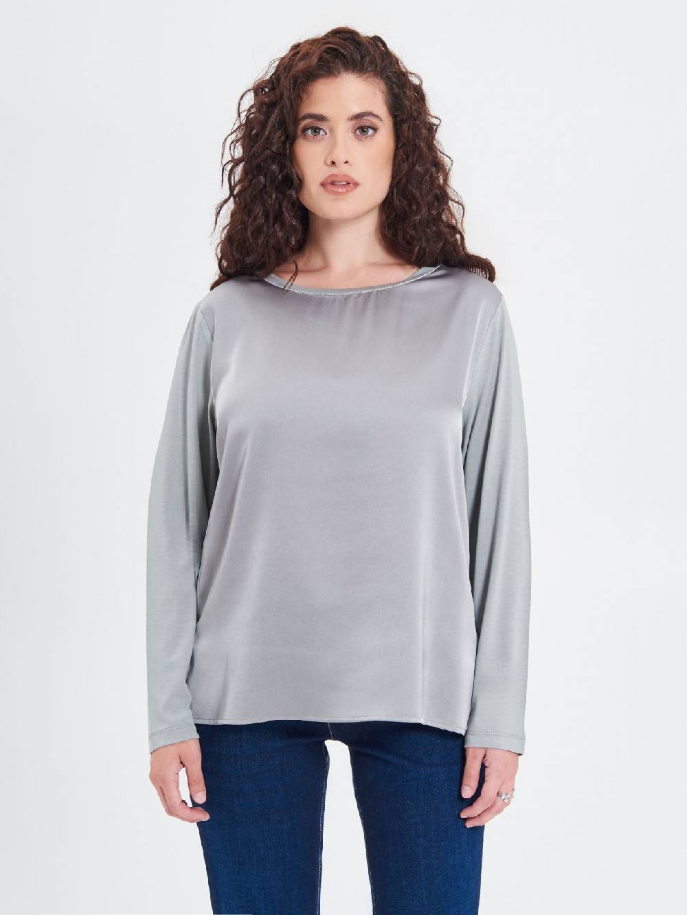 Rinascimento Blusa Curvy Envers Satin Grigia Latest fashion