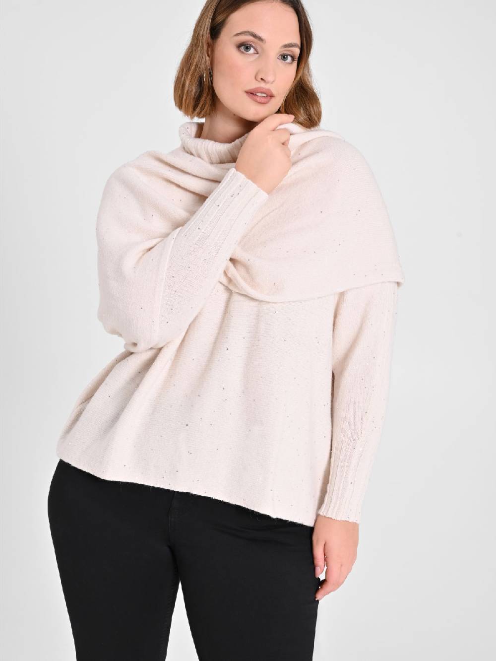 Rinascimento Collo in Maglia Curvy Scaldaspalle Beige Enormi risparmi