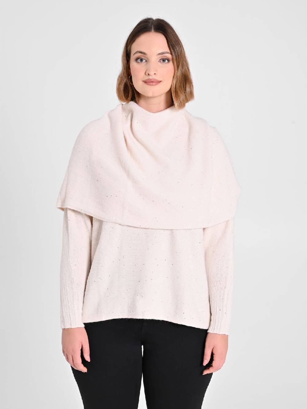 Rinascimento Collo in Maglia Curvy Scaldaspalle Beige Enormi risparmi