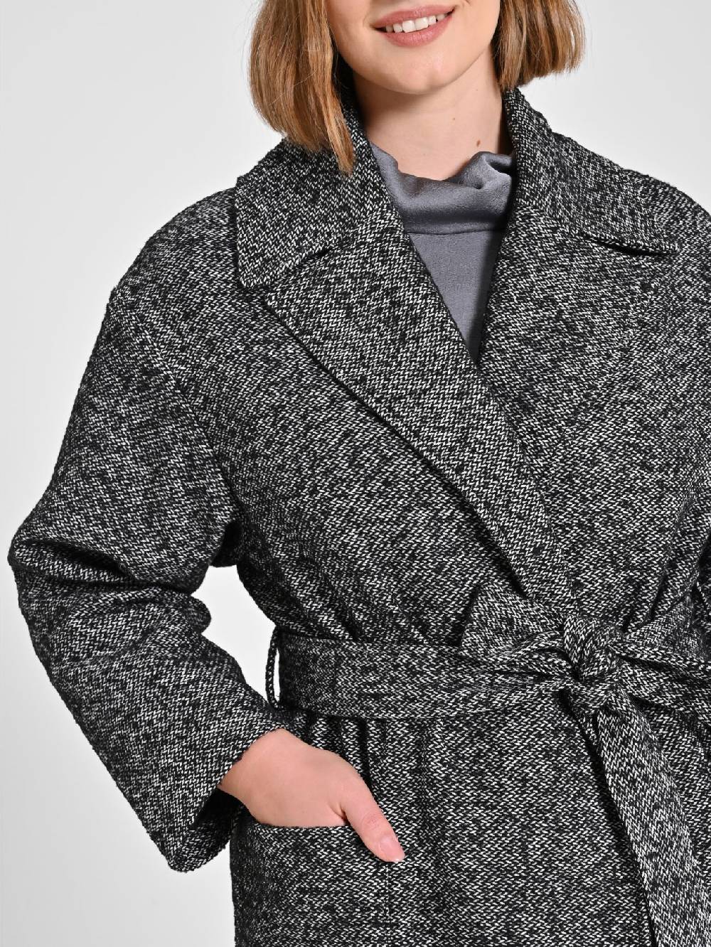 Rinascimento Cappotto Curvy Black & White Sconti VIP
