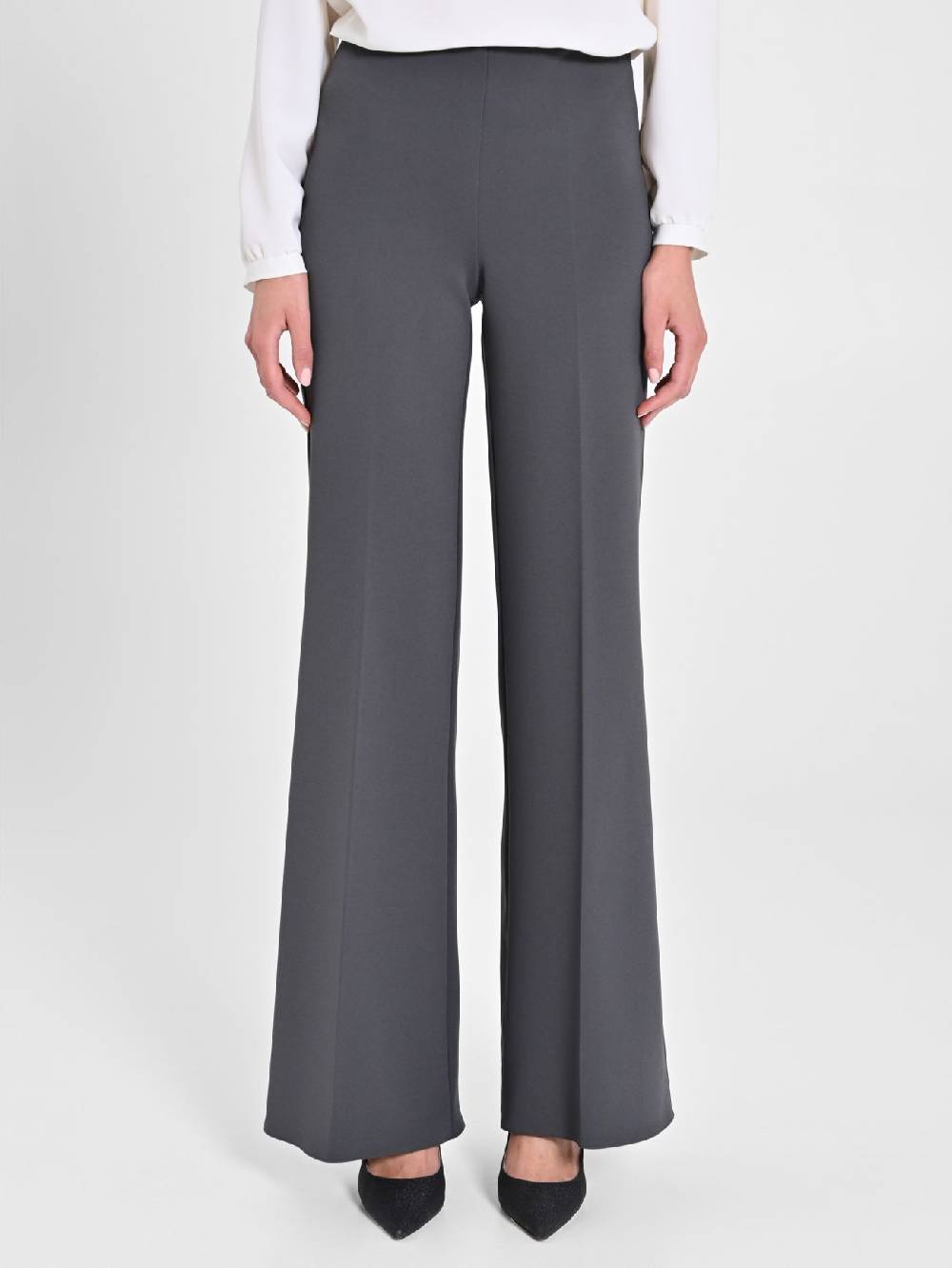 Rinascimento Pantaloni Palazzo in Scuba mano Crepe Grigio 50% di sconto con spedizione gratuita