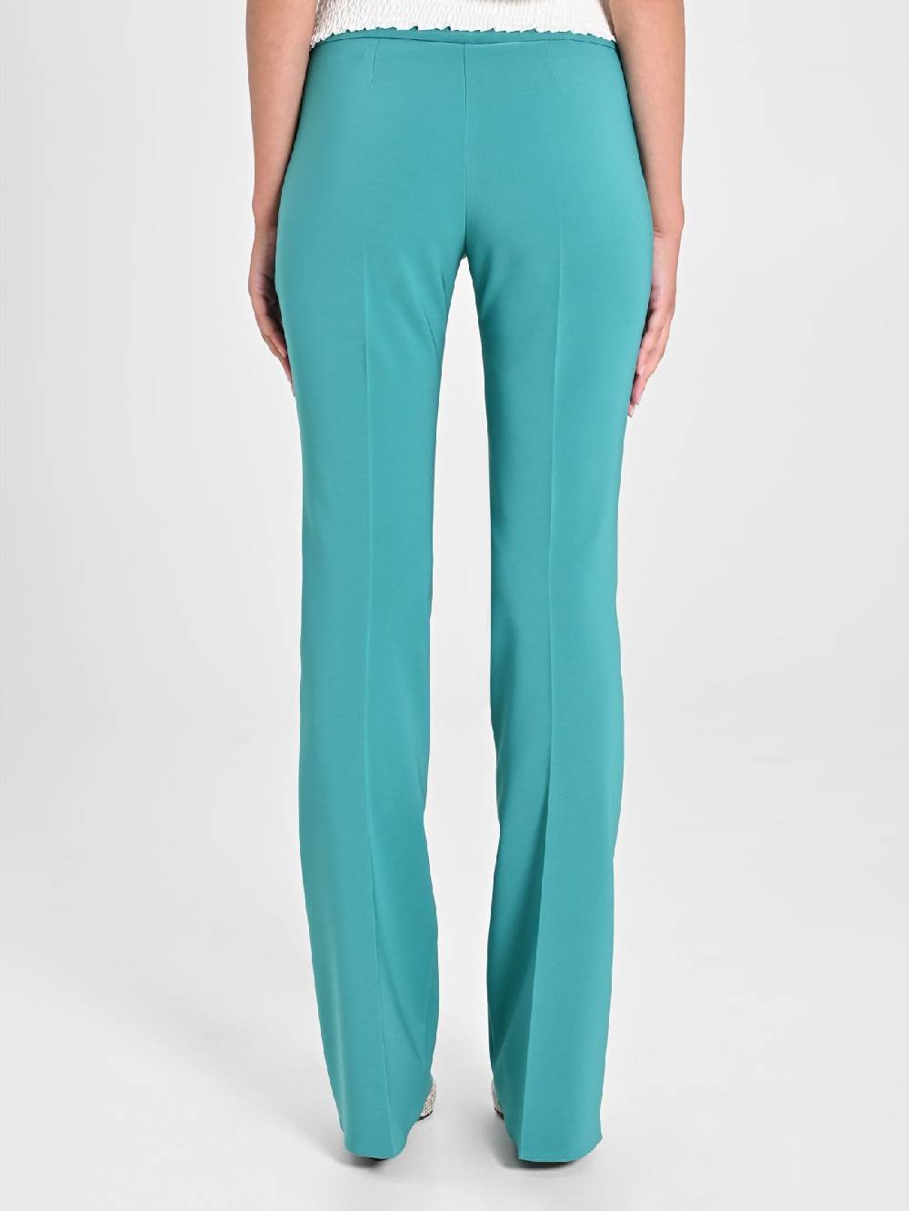 Rinascimento Pantaloni Flared in Tessuto Tecnico Verde Giada Trasporto libero internazionale