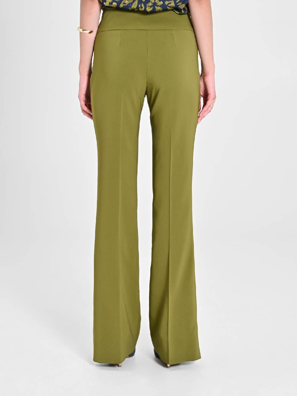 Rinascimento Pantaloni Flared in Tessuto Tecnico Verde Muschio Officina