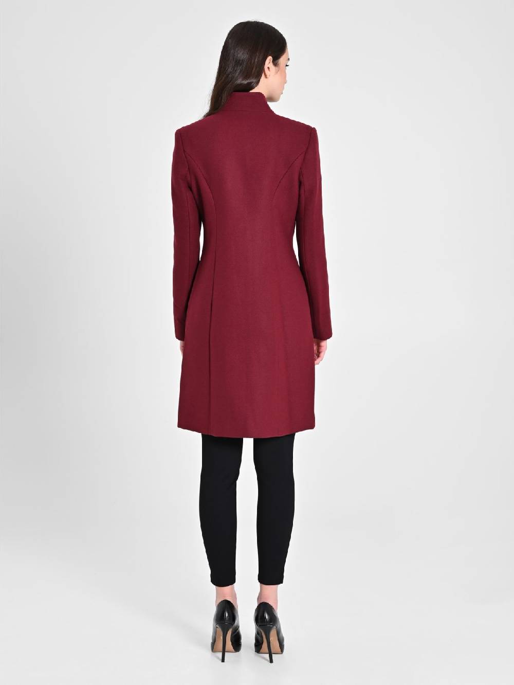 Rinascimento Cappotto Bordeaux con Collo in Piedi 50% di sconto per tempo limitato