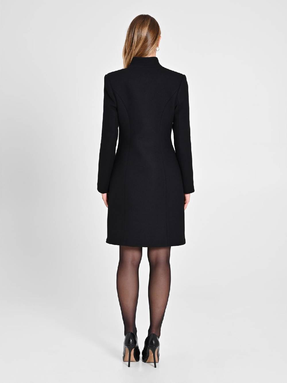 Rinascimento Cappotto Nero con Collo in Piedi Sconti questo mese