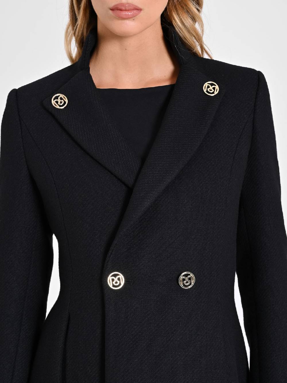 Rinascimento Cappotto Nero con Collo in Piedi Sconti questo mese