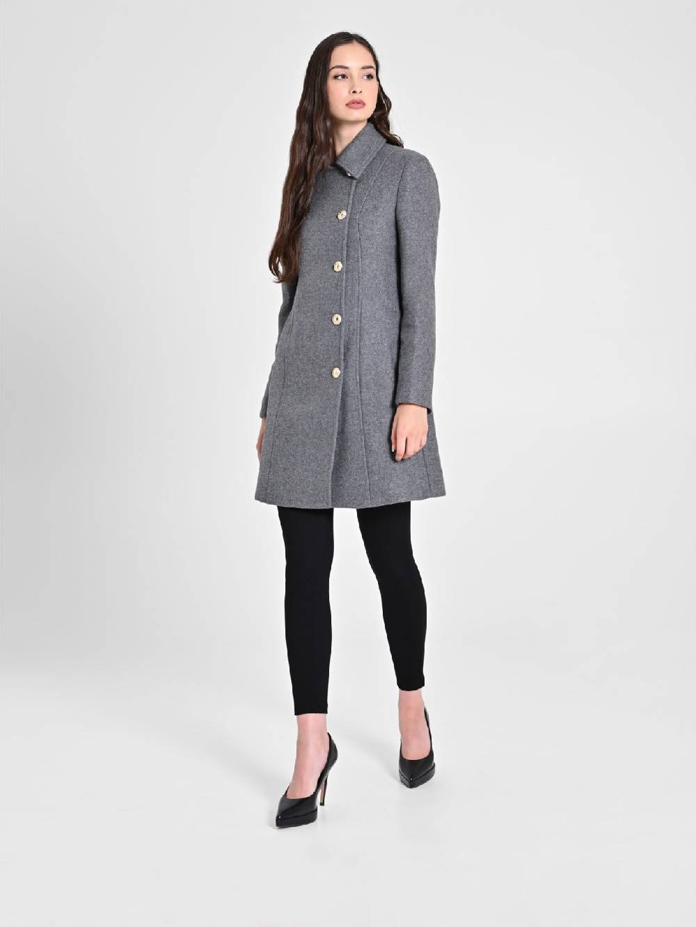 Rinascimento Cappotto Grigio con Bottoni Dorati Italy