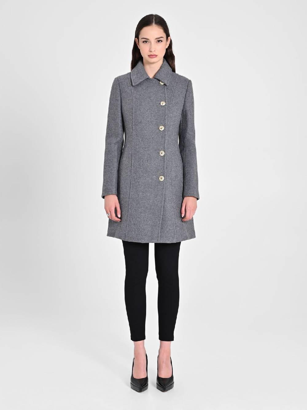 Rinascimento Cappotto Grigio con Bottoni Dorati Italy