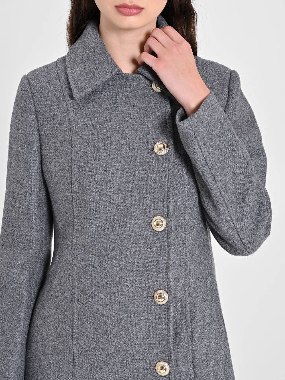 Rinascimento Cappotto Grigio con Bottoni Dorati Italy