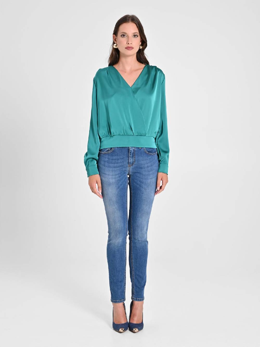 Rinascimento Blusa incrociata in Raso Shopping Online