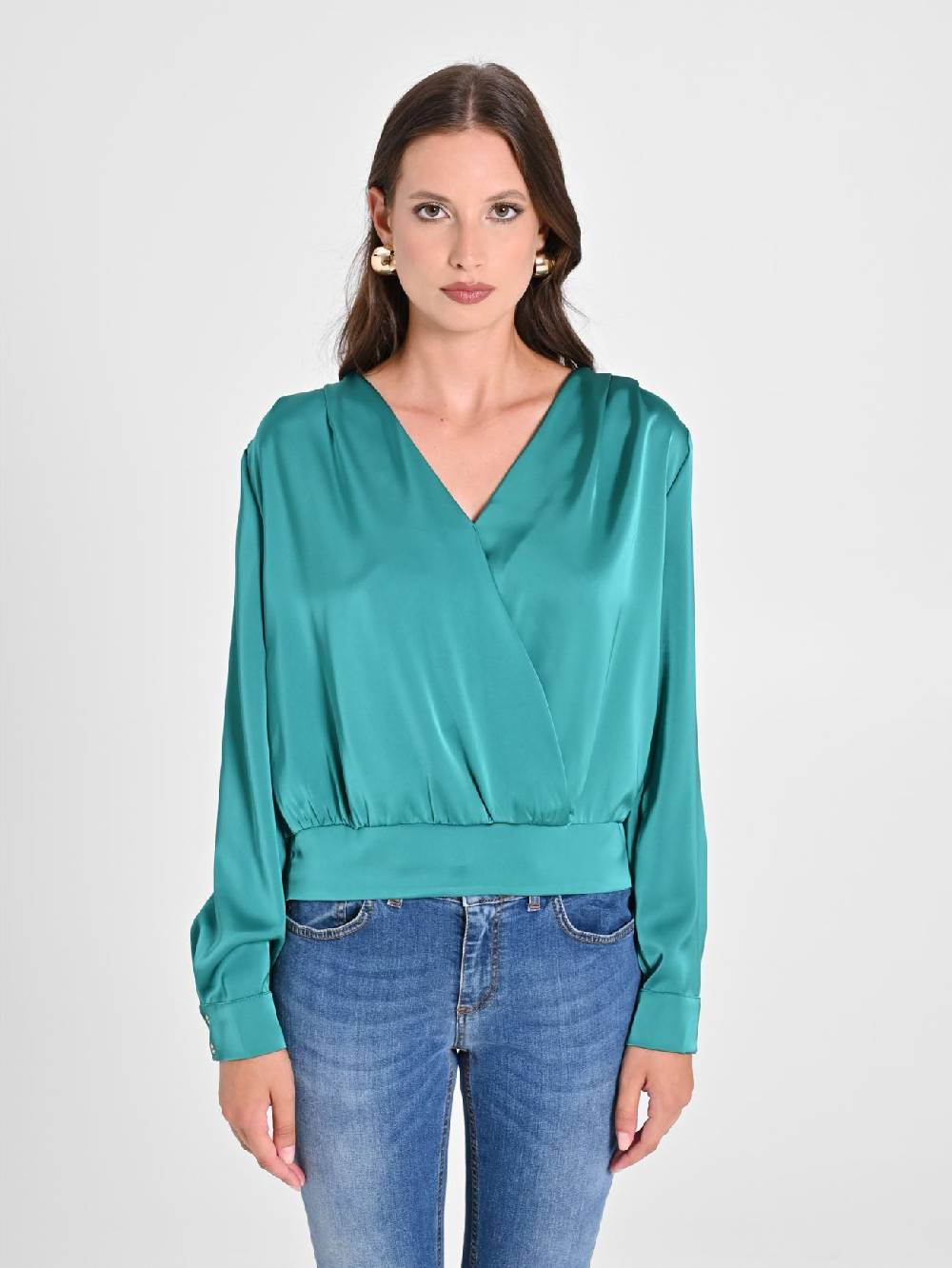Rinascimento Blusa incrociata in Raso Shopping Online