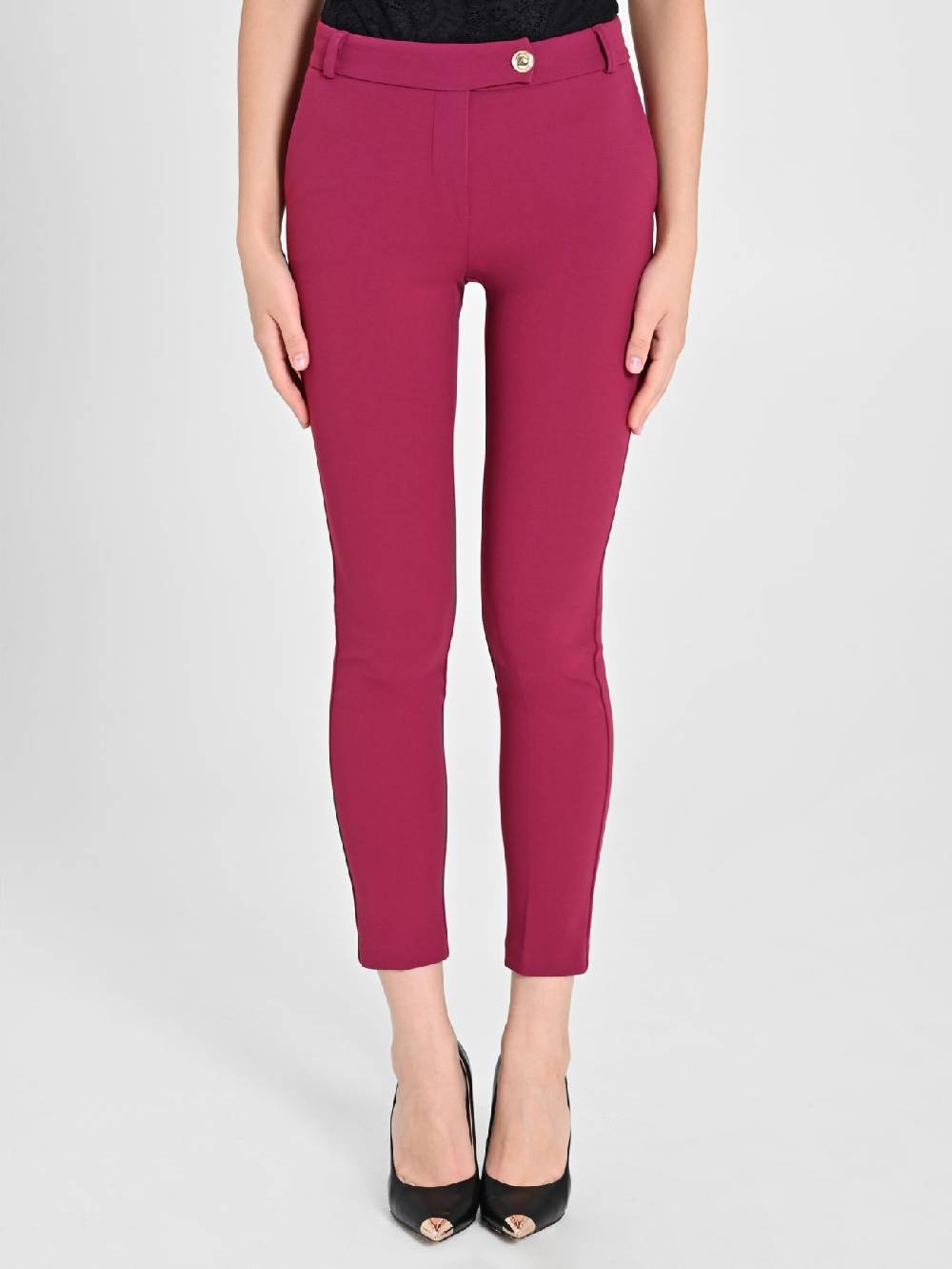 Rinascimento Pantaloni Straight in Scuba mano Crepe Bordeaux Affare Del Giorno