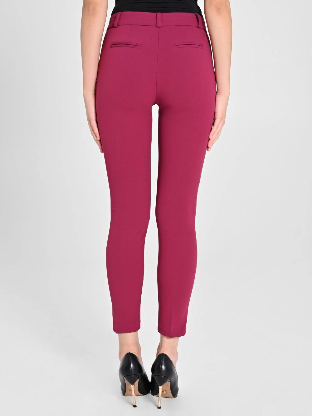 Rinascimento Pantaloni Straight in Scuba mano Crepe Bordeaux Affare Del Giorno