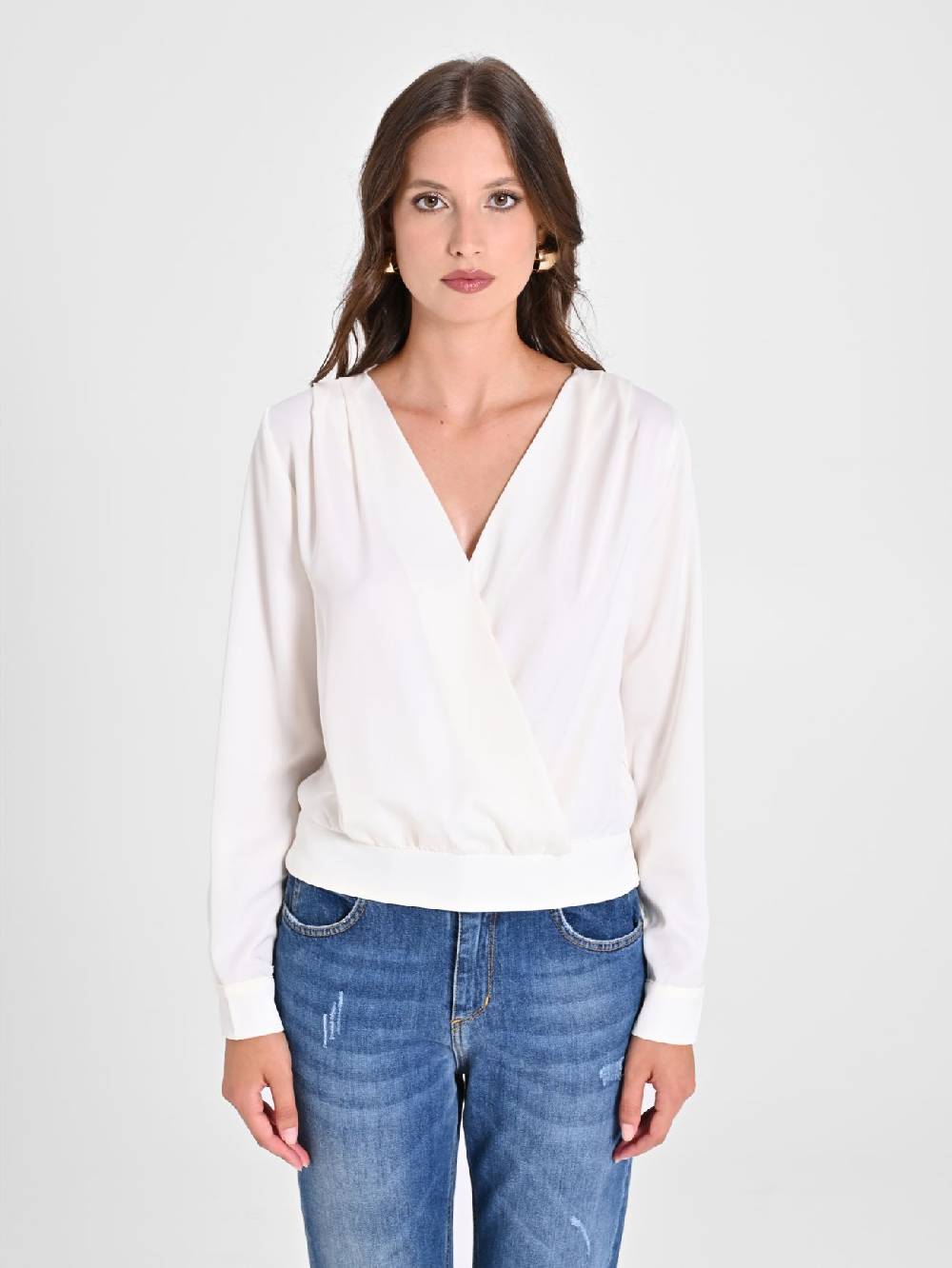 Rinascimento Blusa incrociata in Raso Presa