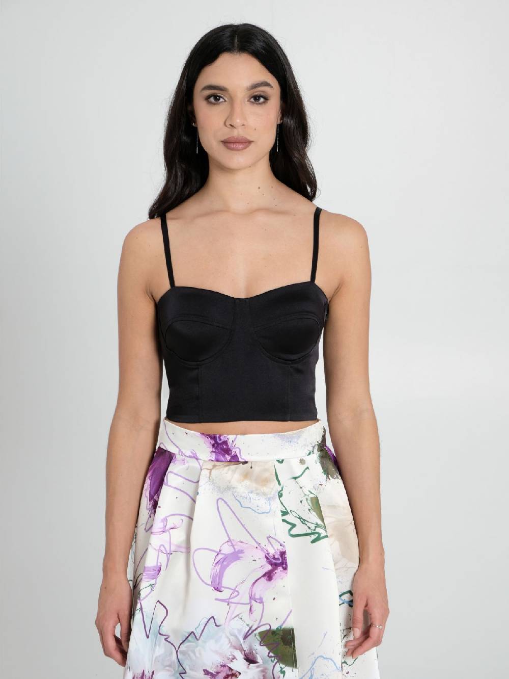 Rinascimento Top Bustier in Raso Strutturato Nero Online