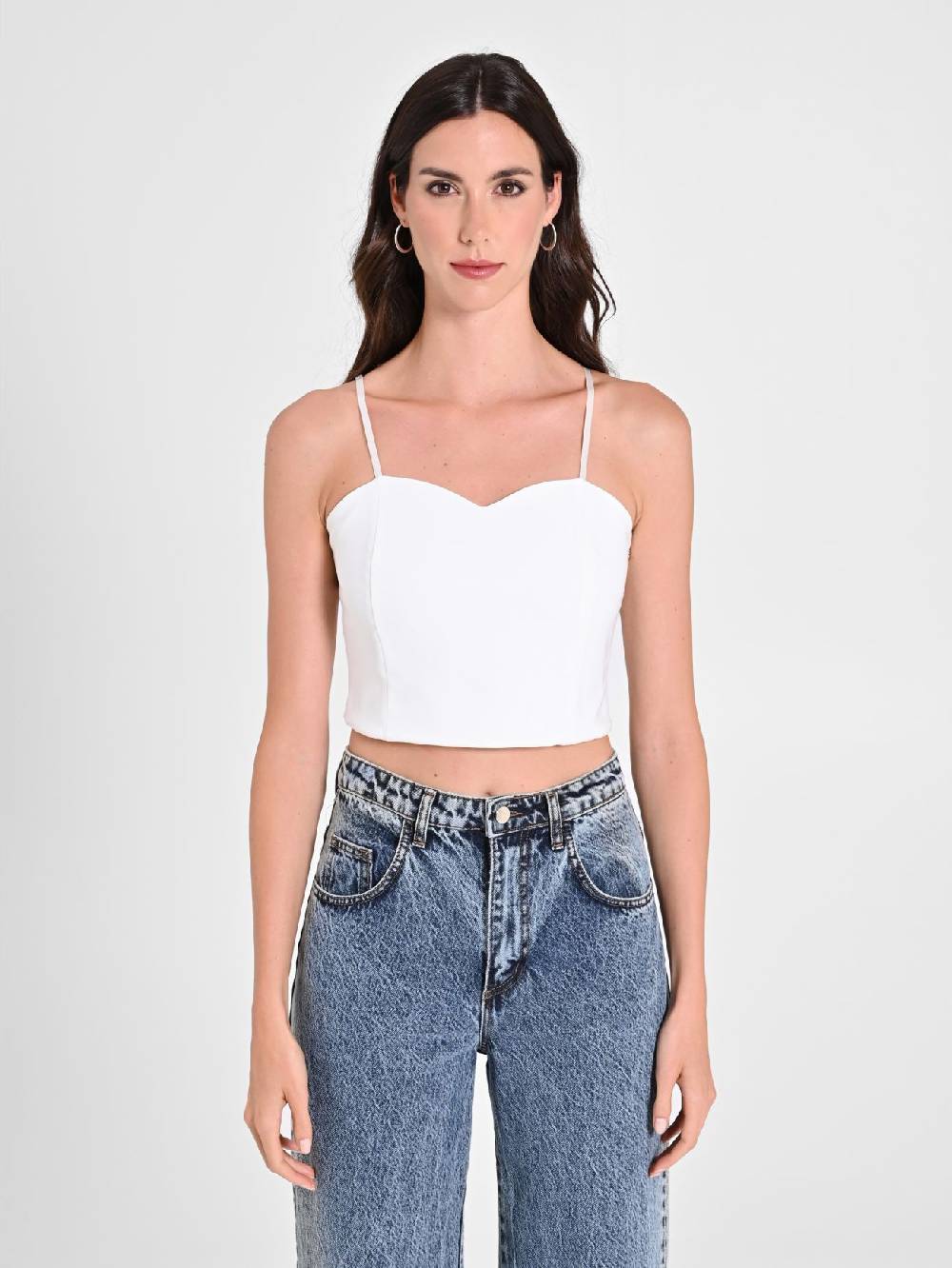 Rinascimento Crop Top Bianco con Scollo a Cuore Hotsell