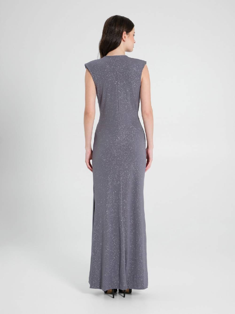 Rinascimento Abito Arriccio Microglitter Grigio Donna Negozio online di fabbrica