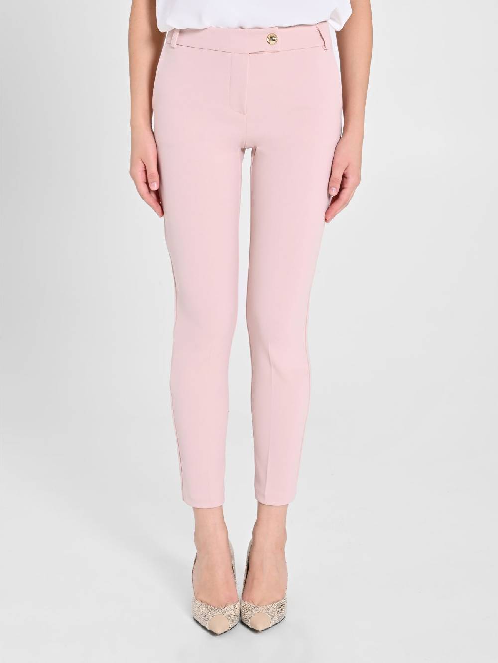 Rinascimento Pantaloni Straight in Scuba mano Crepe Rosa Solo un giorno rimasto