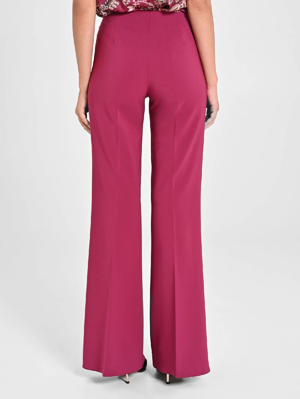 Rinascimento Pantaloni Palazzo in Tessuto Tecnico Bordeaux Donna Esporta salva
